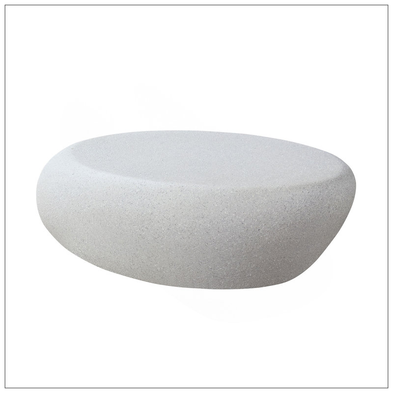Table basse 43,31 po elliptique en fibre de verre pour salon, table à bascule mate devant le canapé, table centrale irrégulière, assemblage sans besoin