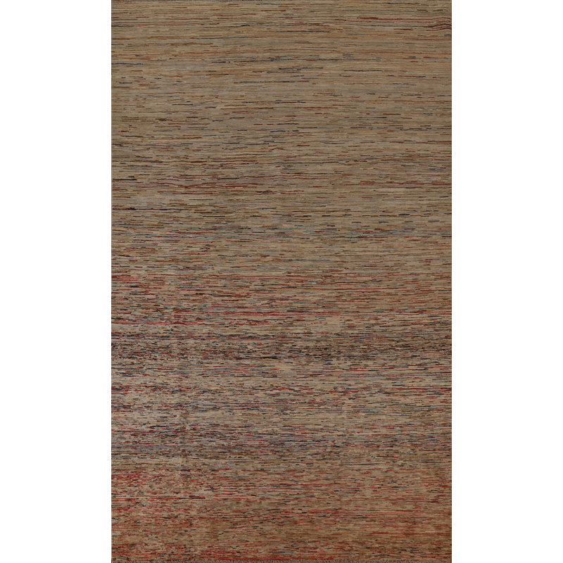 Tapis oriental rayé Gabbeh Kashkoli fait à la main 7 x 10