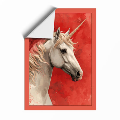 Unicorn in Crimson Mystical - Framed Print