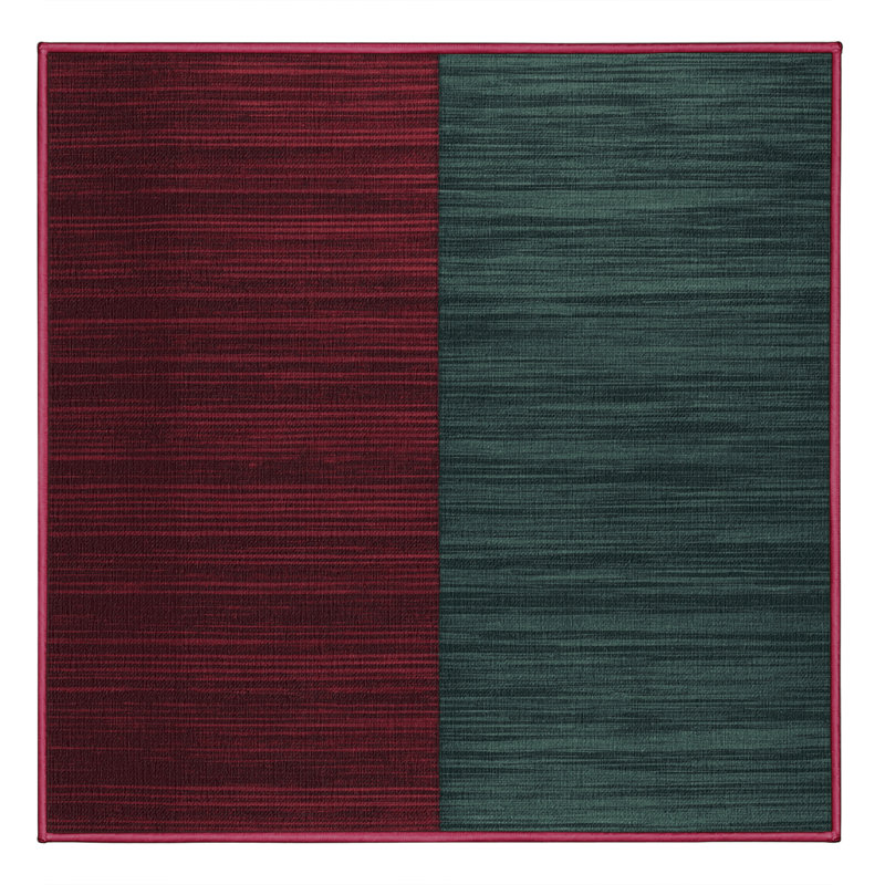 Tapis rouge à rayures horizontales lavable à la machine, Carré 5 pi