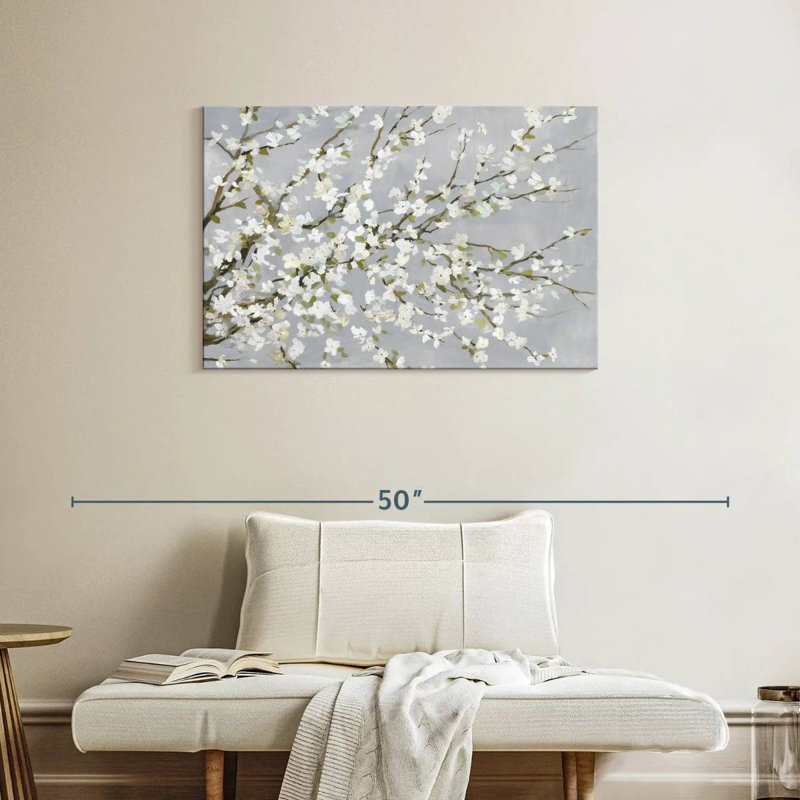 Fleurs blanches Harnek, H 24 po x l 36 po