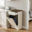Pet Proof Tilt Out Trash Cabinet, Wood Garbage Bin Holder with Drawer for Kitchen and Living Room