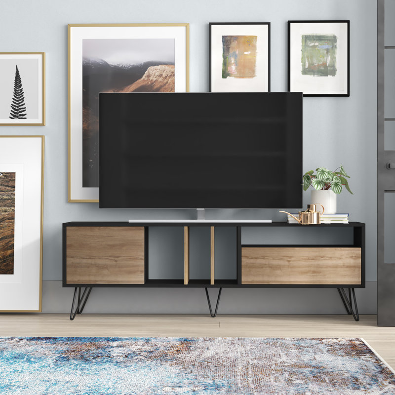 Agawam TV Stand for TVs up to 78", Black/Brown