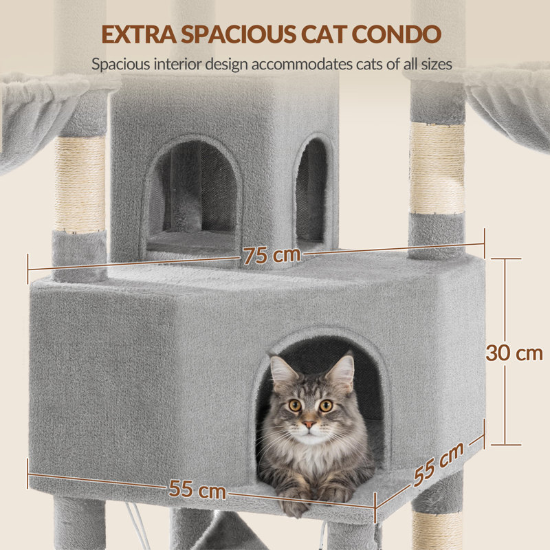 220 cm H Cat Tree / Condo, Light Grey