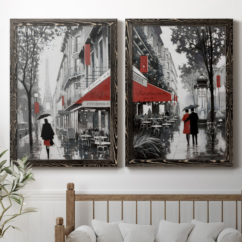 «Rainy Paris I», ensemble de 2 reproductions d'art, H 44 po x l 31 po x P 1 po, H 31,5 po x l 47 po x P 1,5 po, Pas de tapis