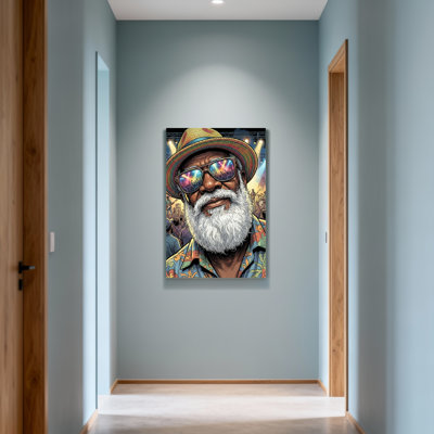 Motif de chapeau de mode coloré avec lunettes de soleil et barbe blanche