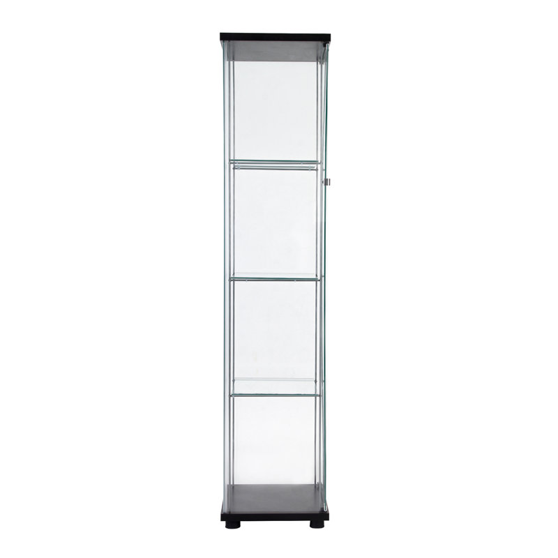 Vitrine à une porte avec 4 tablettes, noir, Noir