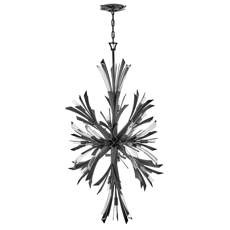 Vida 50" Nineteen-Light Modern Tall Hanging Chandelier w/ Crystal Accents