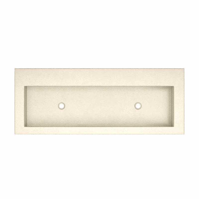 Trough Concrete Handmade Rectangular Drop-in Bathroom Sink, No Faucet Hole, Sand