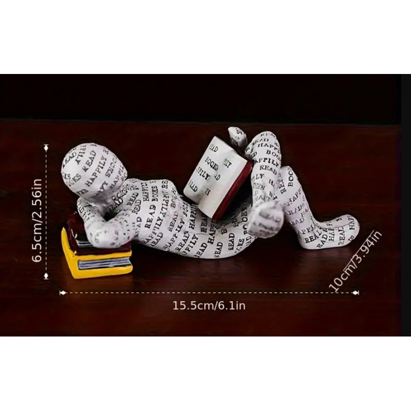 Kashanda Reading Sculpture Study Den Office Decor Teacher Gift Book Lover Figures - Laying on Back
