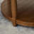 Large Round Upholstered Tufted Linen Ottoman Coffee Table, Large Footrest Ottoman with Solid Wood Shelf-Charcoal-584048007