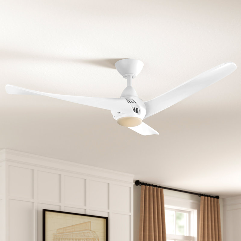 Ventilateur de plafond à hélice à DEL à 3 pales de 52 po avec ensemble d'éclairage inclus Cairo, Blanc
