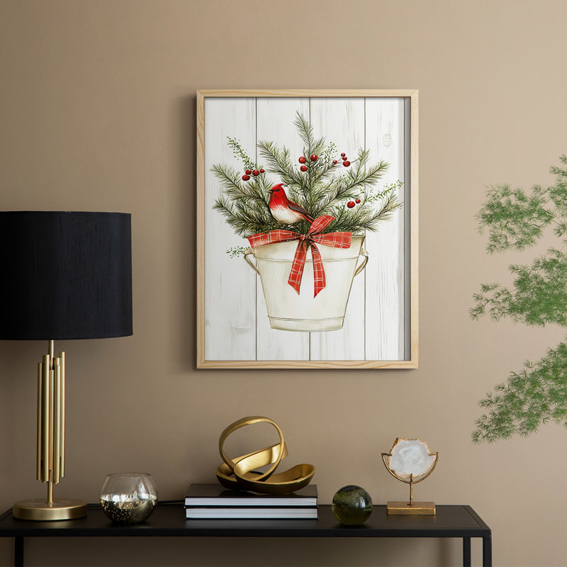 «Christmas Holiday Art LVII», reproduction encadrée - bois massif, Naturel, H 15 po x l 12 po