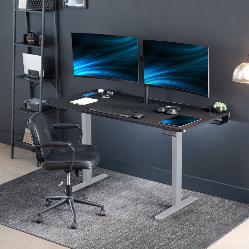 Vivo Electric 60" X 30" Desk, Black/Gray