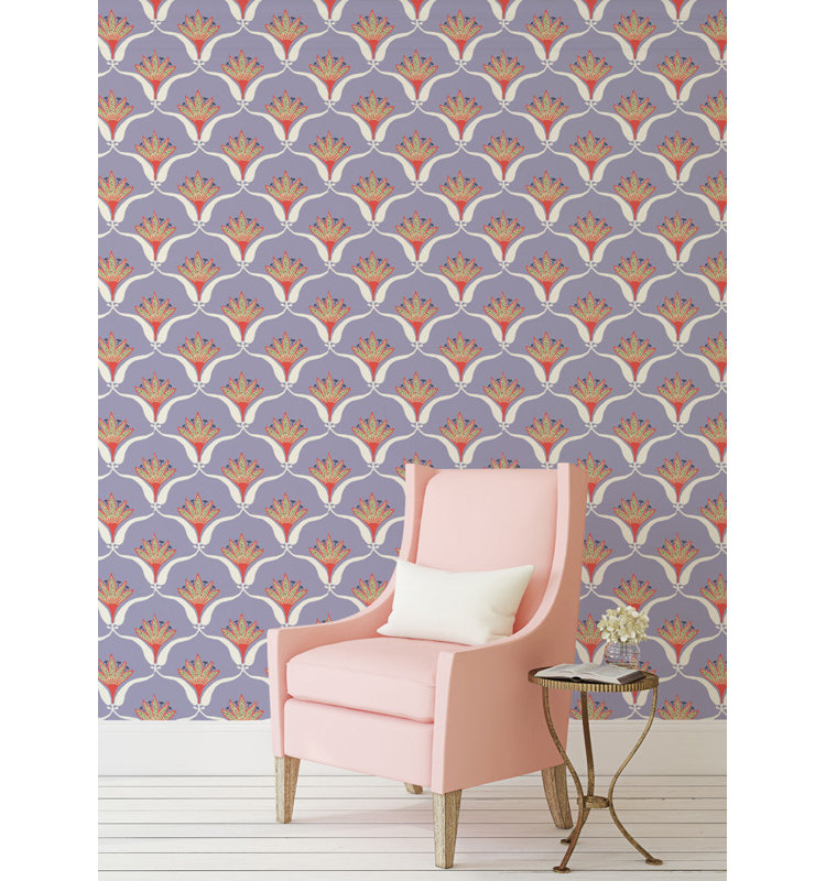 Shanghai Wallflower 10' L x 24" W Wallpaper Roll, Lilac, Premium Paper
