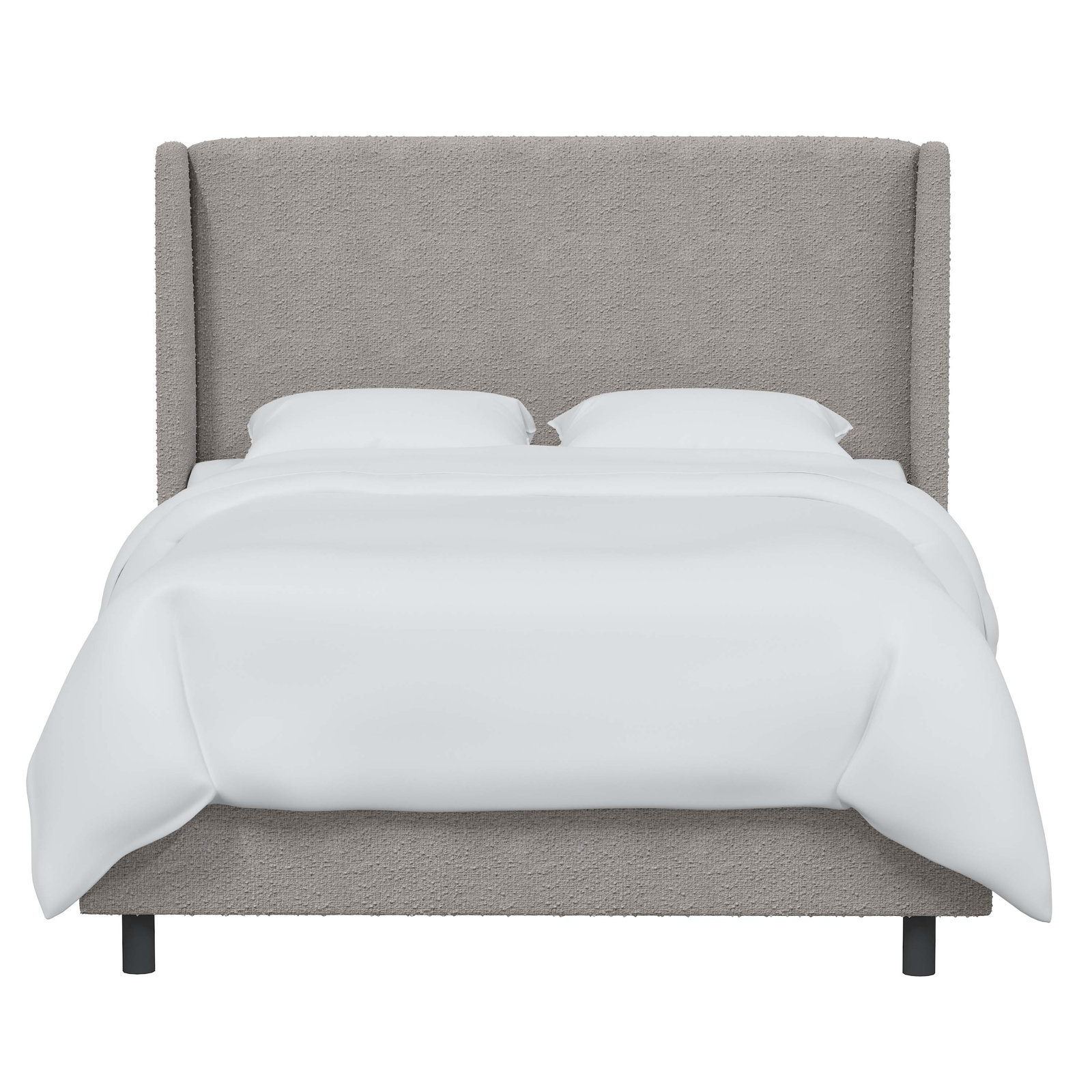 Tilly Linen Upholstered Wingback Bed, Full, Classic Elephant Boucle