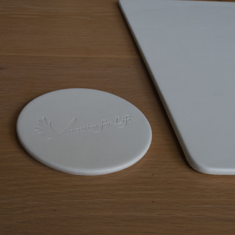 Leather Round 1 Piece Coaster, White, 0.12" H x 4" W x 4" D