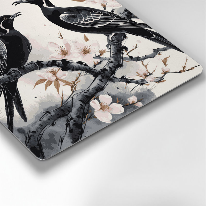 Oiseaux, art mural asiatique gris Koel, H 16 po x l 16 po