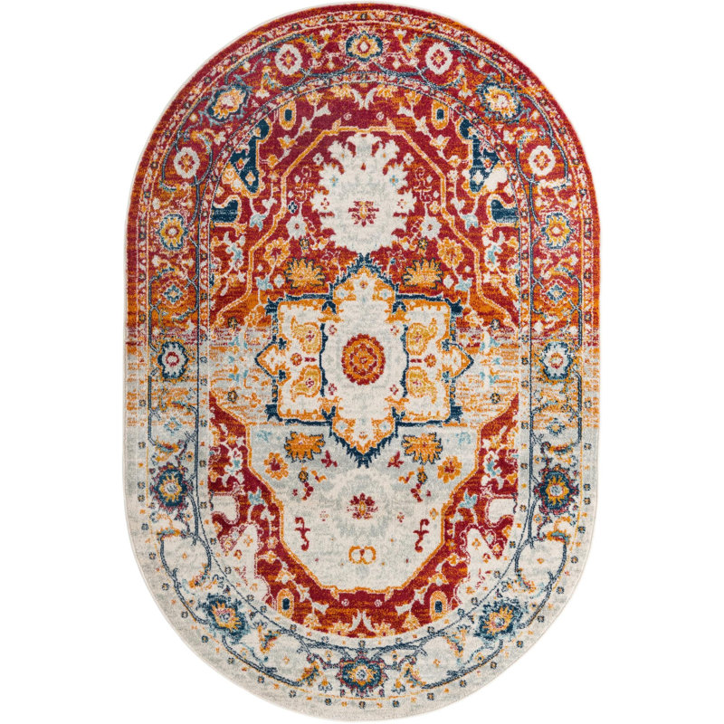 Ikat Indoor Rug, Oval 5'3" x 8'