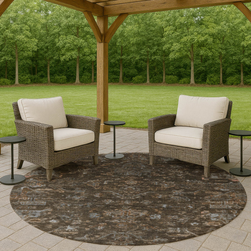 Machine Washable Indoor/Outdoor Chantille ACN2322 Global Rug, Round 8'