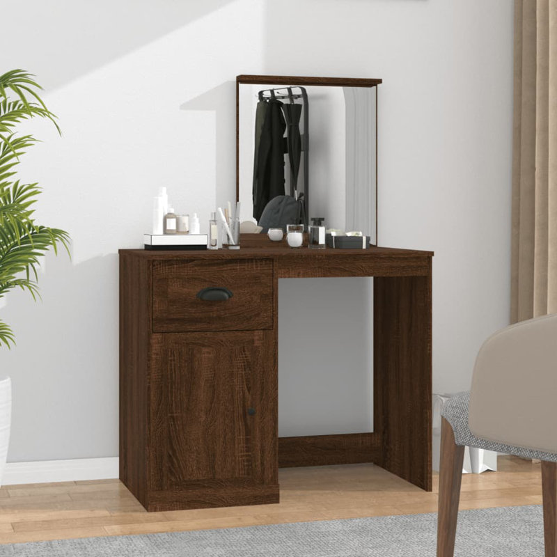  Coiffeuse moyenne en bois d'ingénierie, Chêne fumé