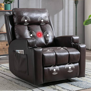 40.5 Wide Contemporary Microsuede Very Comfortable Power Reclining Heated Massage Chair Latitude Run Fabric: Dark Gray Microfiber/Microsuede