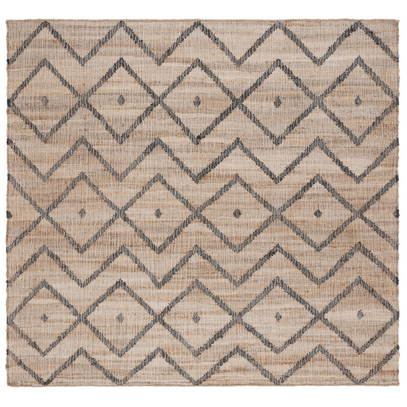 Hawes Hand Loomed Jute, Cotton Geometric Rug, Square 7'