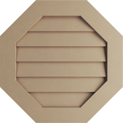 Timberthane Octagonal Faux Wood Non-Functional Gable Vent, Primed Tan