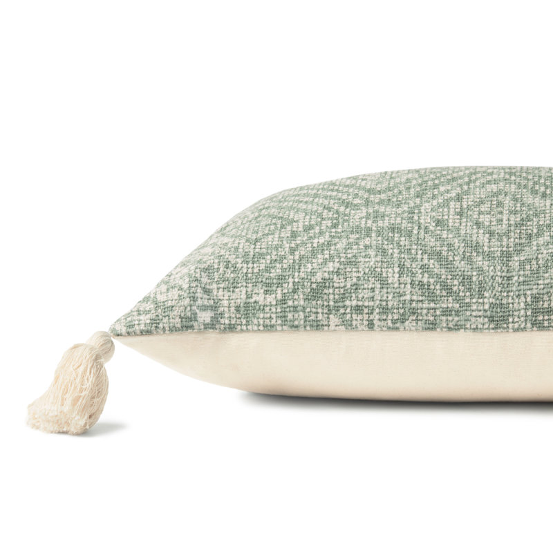 Housse de coussin rectangulaire en coton Frison Tribal Diamond, Vert, Polyester/ Bourre en polyester