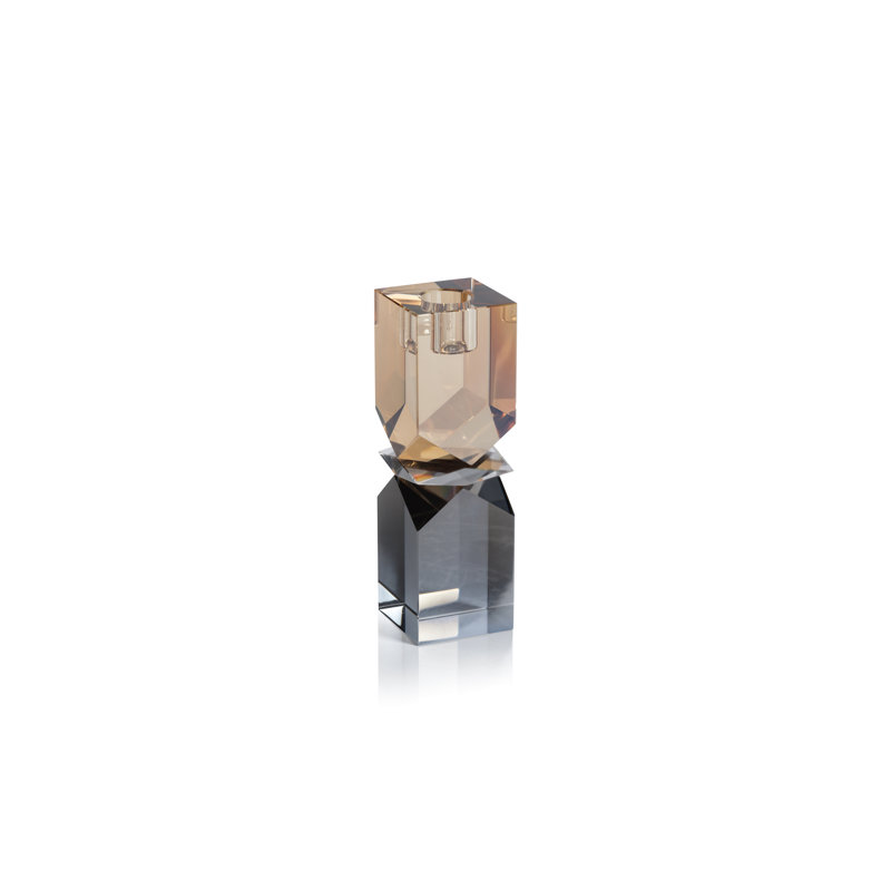 Bougeoir en verre Verdun Artistry, Ambre / fumée, H 6,5 po x l 2 po x P 2 po