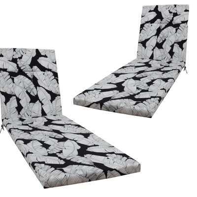 2 Pcs Lawn Lounge Chair Pad , 75" X 22.8" 2", Breathable , Dense Sponge Padding, Secure Ties, Low Maintenance, Attractive Shades Poolside Cushion Comfortable Filling, Fixed Simple Multicolor Options