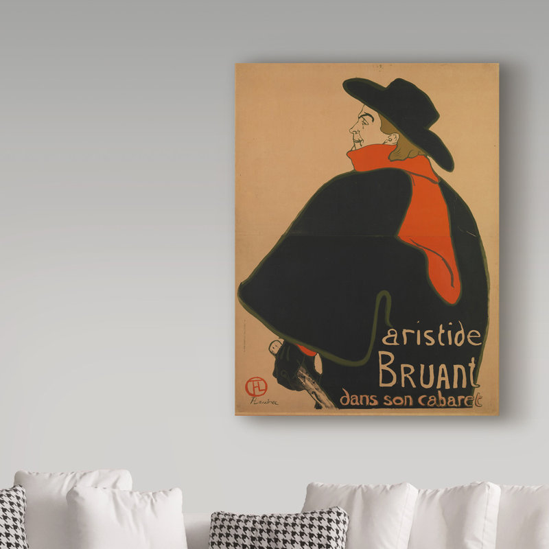 Cinnante «Aristide Bruant at His Cabaret», reproduction de peinture à l'huile sur toile tendue, H 19 po x l 14 po x P 2 po