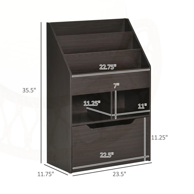 Bookcase Multi-Shelf Rack Organizer With Storage Drawer, Brown