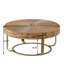 Table basse moderne et ronde à motif sculpté en bois avec pieds en métal