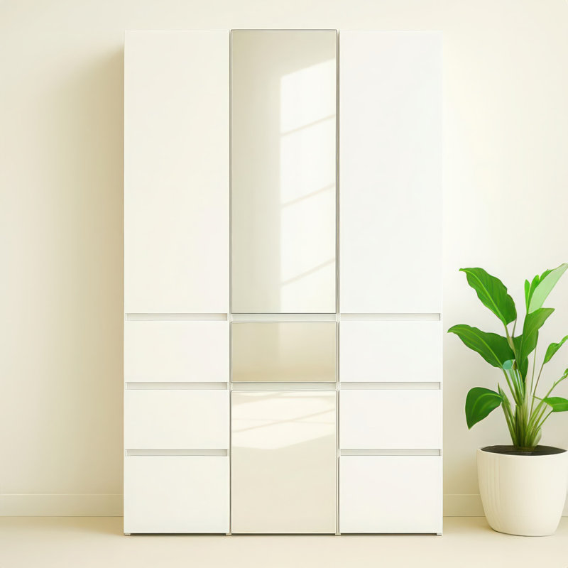 Elise Modular Wood Closet System With Mirror In White