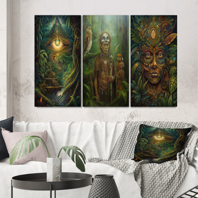 «Plant Spirit», vision de la sagesse chamanique, ensemble de 3 œuvres d'art
