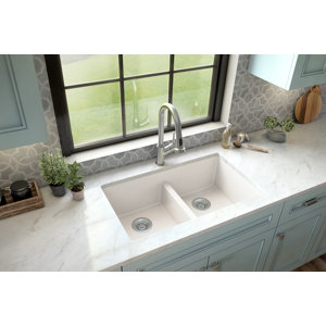 Karran Quartz 32'' X 19-1/2'' 50/50 Double Bowl Composite Undermount Kitchen Sink