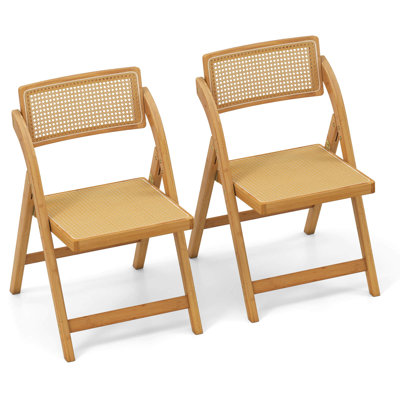 Ensemble de 2 chaises pliantes en rotin et canne avec dossiers rotatifs d'une capacité de 330 lb