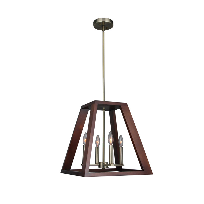 Luminaire suspendu géométrique unique à 4 lumières Cedric, Laiton
