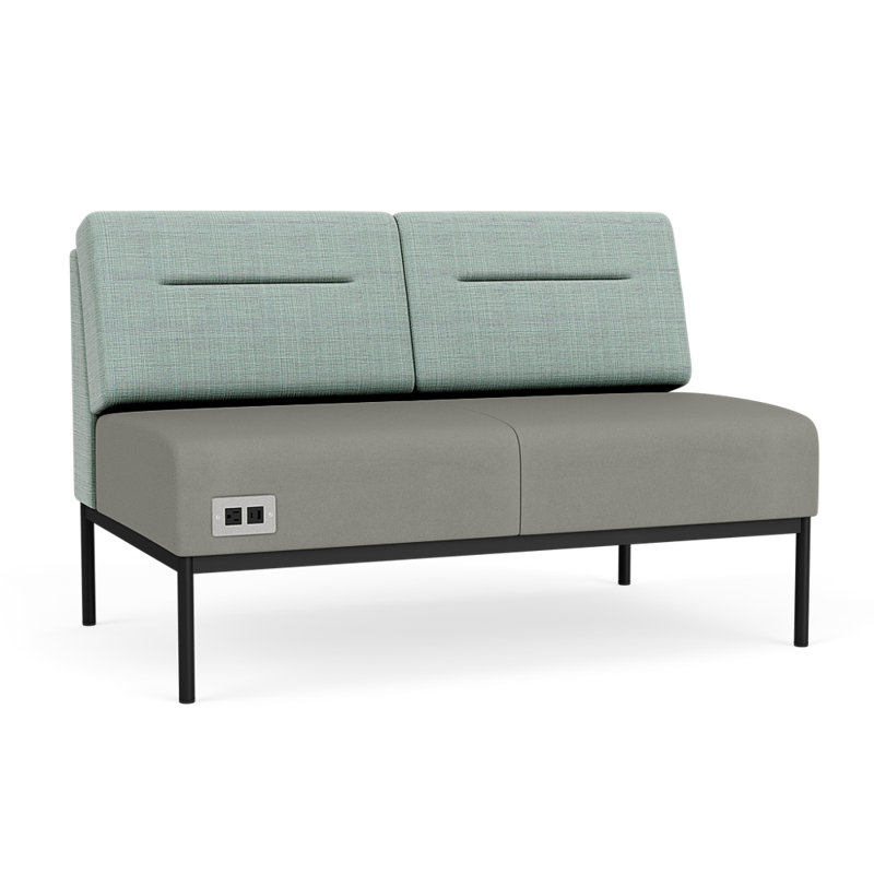 Causeuse Darsey, Avec alimentation, Noir, Chambray écume de mer; Patriot Plus colombe