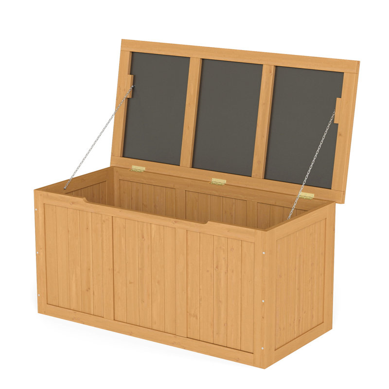 Low - Maintenance 67 Gallon Solid Wood Deck Box For Outdoor Areas, Offering Ample Room Patio Furniture Cushions, Light Brown