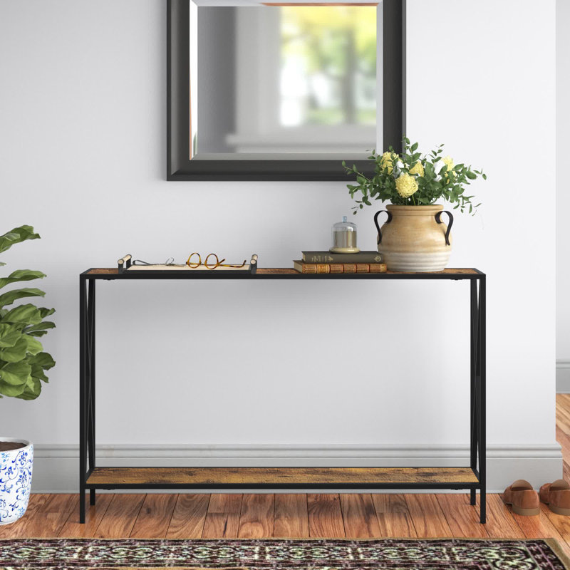 Console de 47,25 po Ariyana, Plateau en bois de grange / base noire