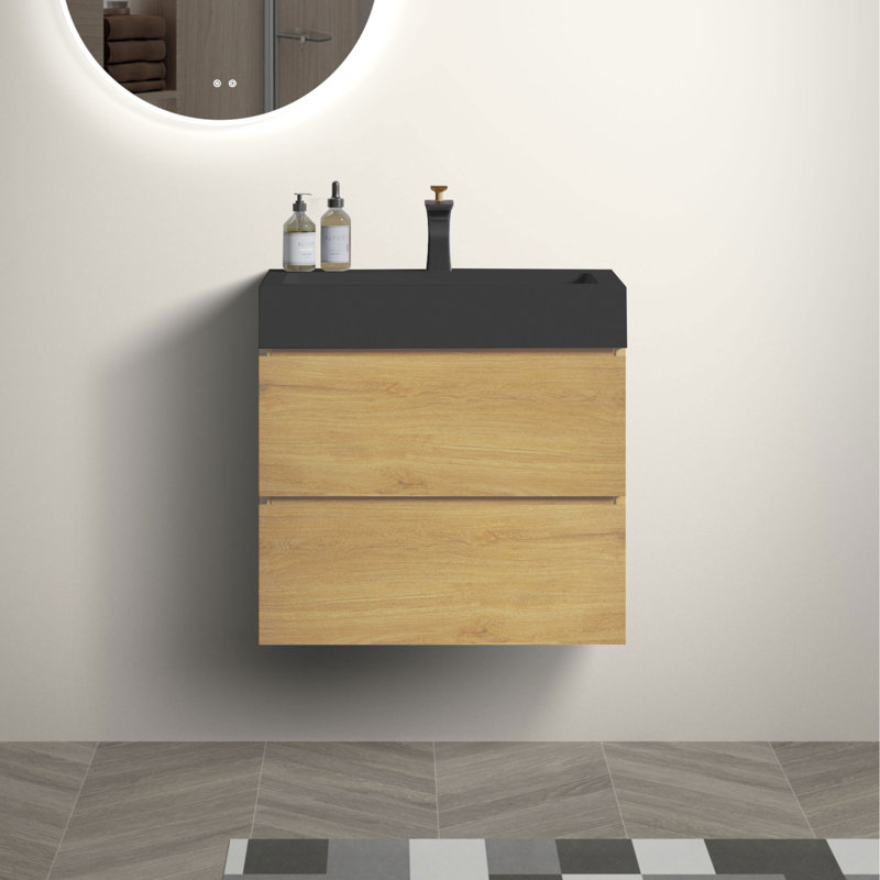 Ensemble de meuble-lavabo simple 24 po avec surface solide Deasha