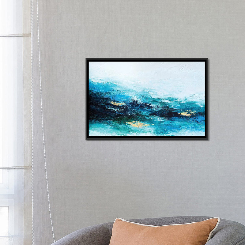 «Flourish Wave» par Spell rebond Fine Art - impression d'art graphique, 18" H x 26" W x1.5" D, Pas de tapis, Black Frame