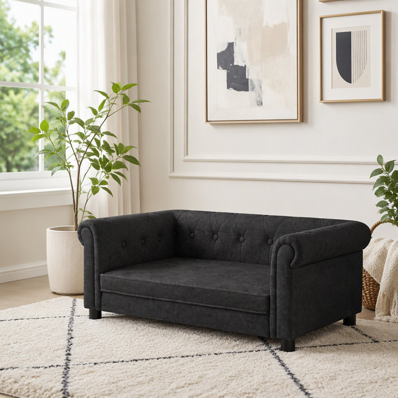 durable elevated dog sofa bed, Black