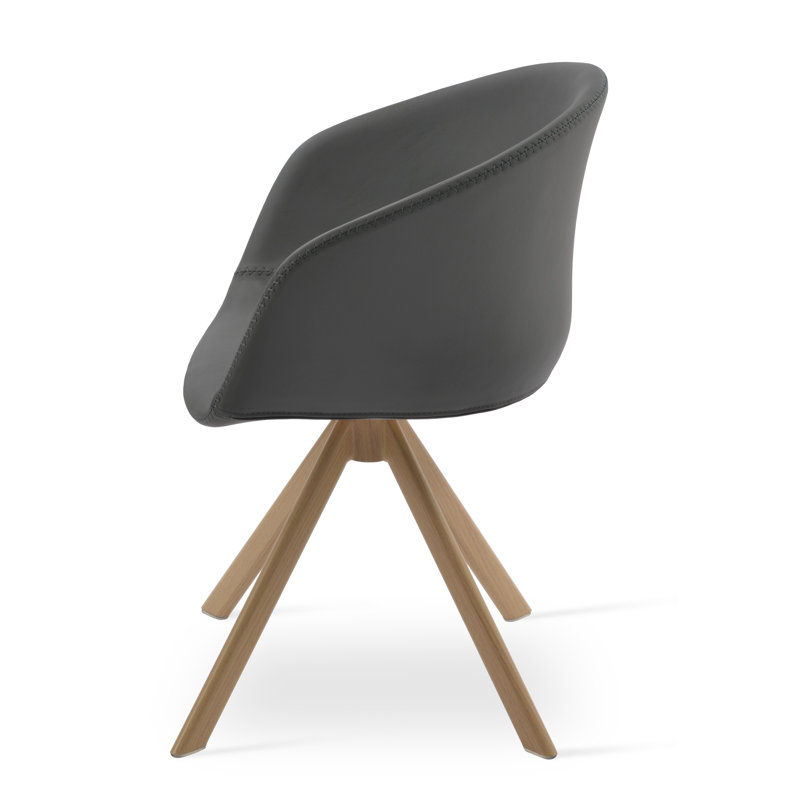 Fauteuil Tribeca, Similicuir gris, Naturel