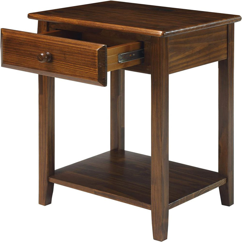 17.5'' W Solid Wood Nightstand, Brown