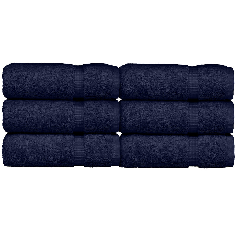 Débarbouillette 100% coton Dobby Border, Bleu marine