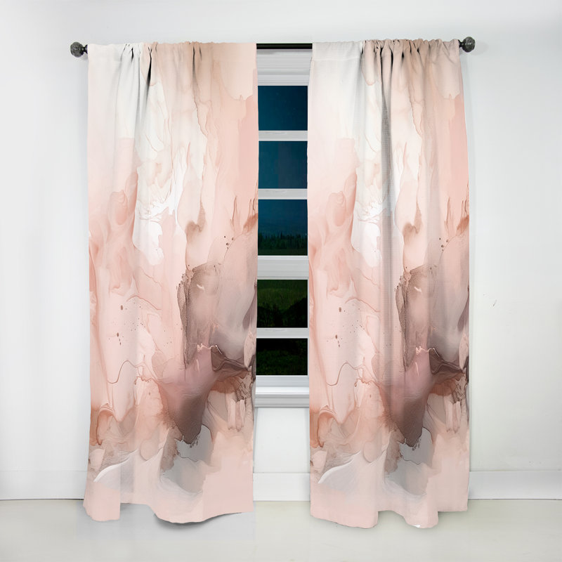 Pink Delicate Abstract Marble I - Modern Velvet Curtain - Room Darkening - 1 panel, 52" W x 120" L