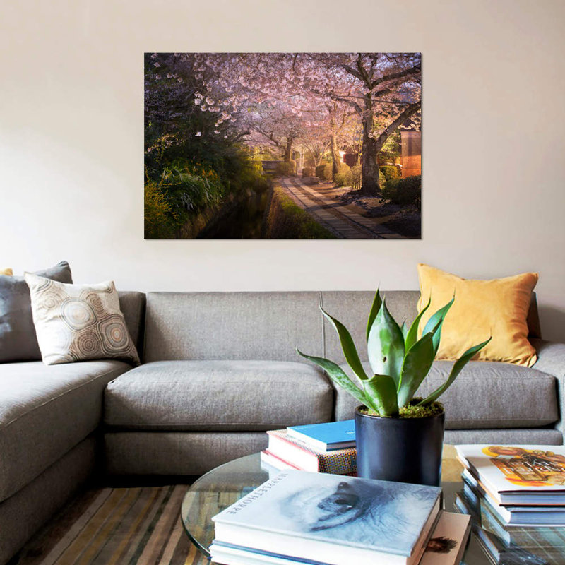 Printemps au Japon, par Daniel Kordan, reproduction d'art sur toile tendue, H 12 po x l 18 po x P 1,5 po, Pas de tapis